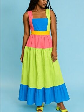 Rachel Antonoff Hannah Maxi Dress Highlighter Colorblock Size 4